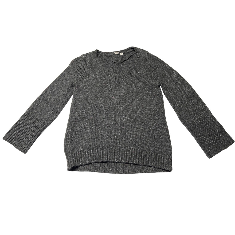 GAP Women's Sweater Medium Charcoal Gray Speckled Knit Crewneck Soft EUC